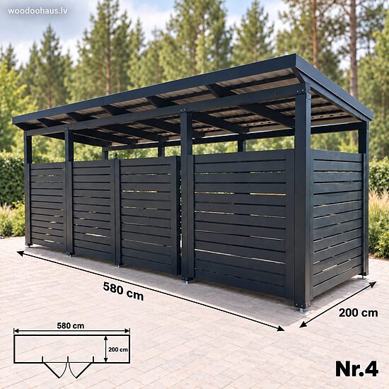 Open-Style Waste Bin Shelter – 4 Bins